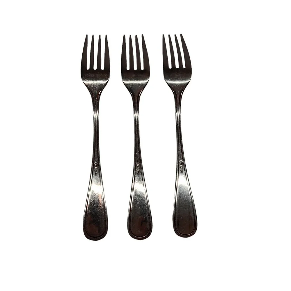 3 Stainless DJ Korea Replacement Dinner‎ Forks Glossy Round Tip Outline
